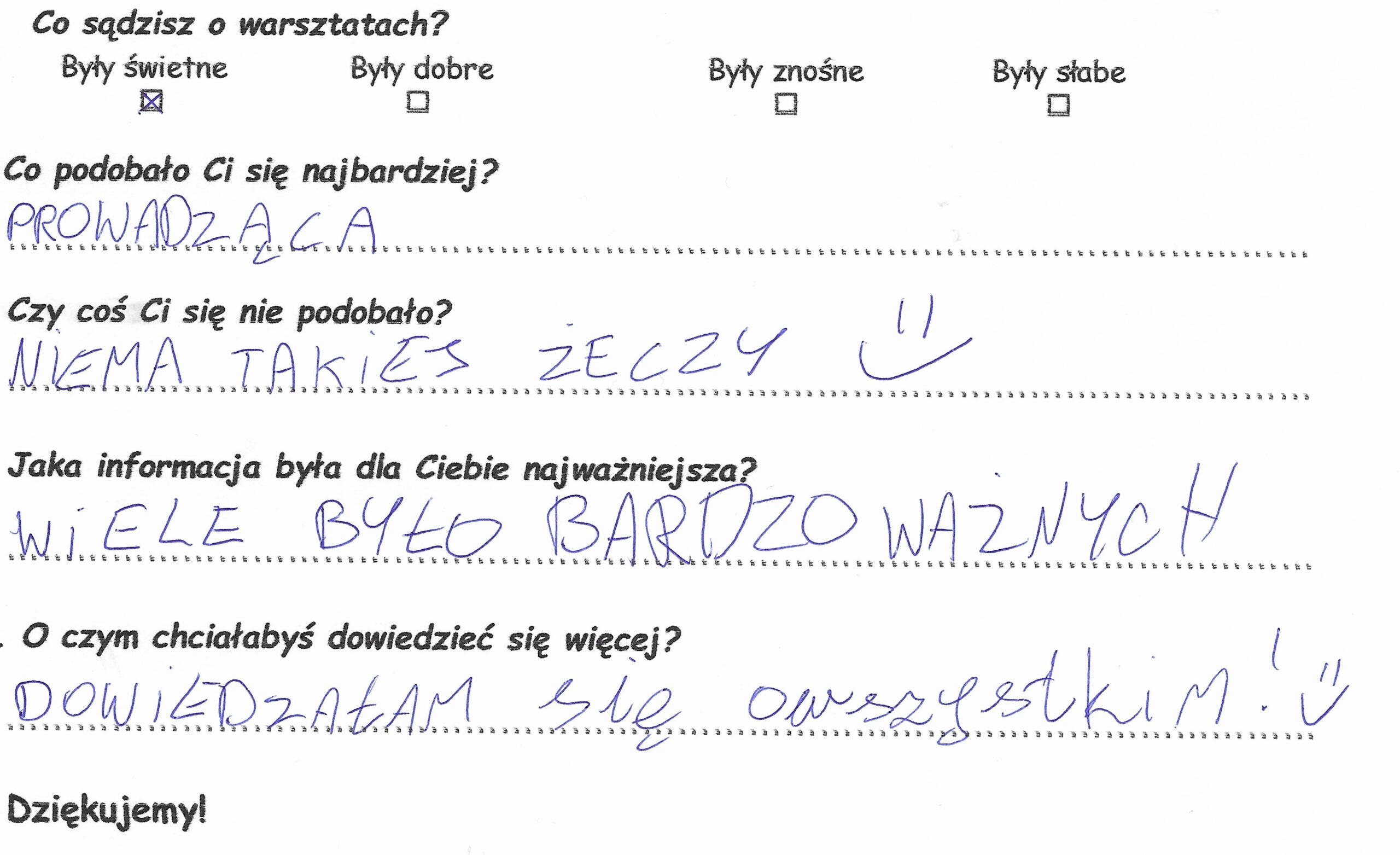 Opinie o warsztatach dla dzieci w wieku 10-12 lat