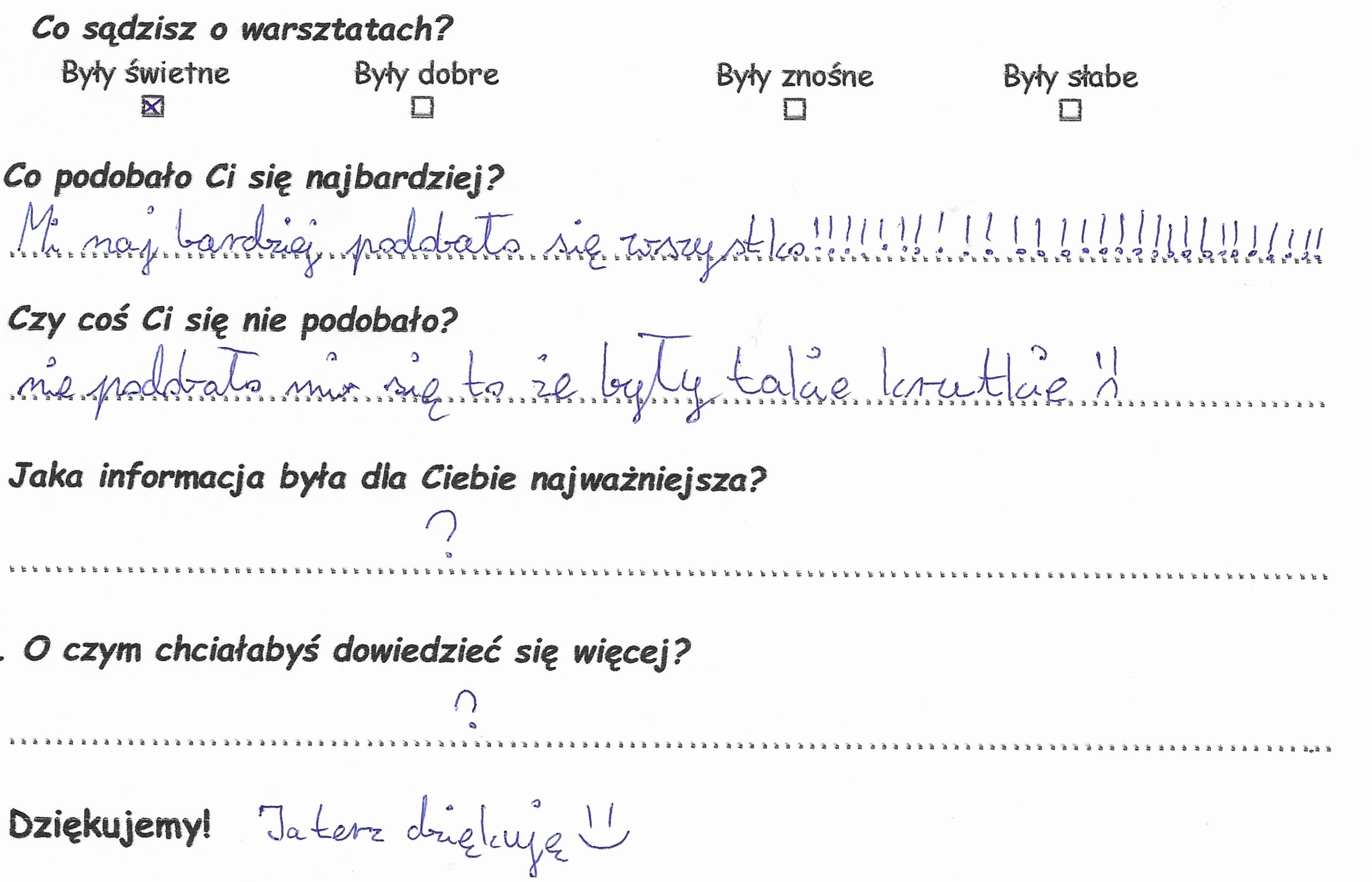 Opinie o warsztatach dla dzieci w wieku 10-12 lat.