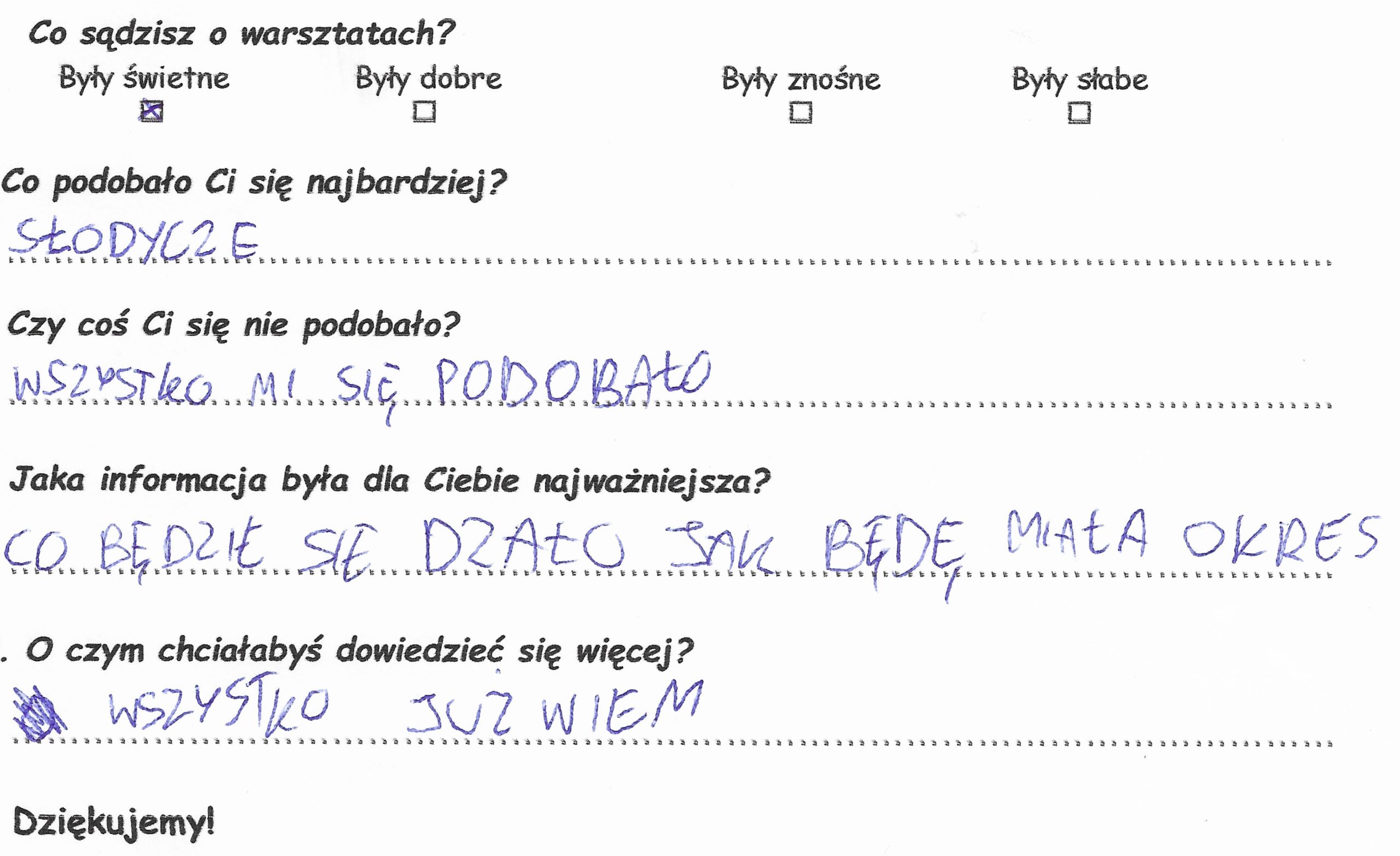 Opinie o warsztatach dla dzieci w wieku 10-12 lat