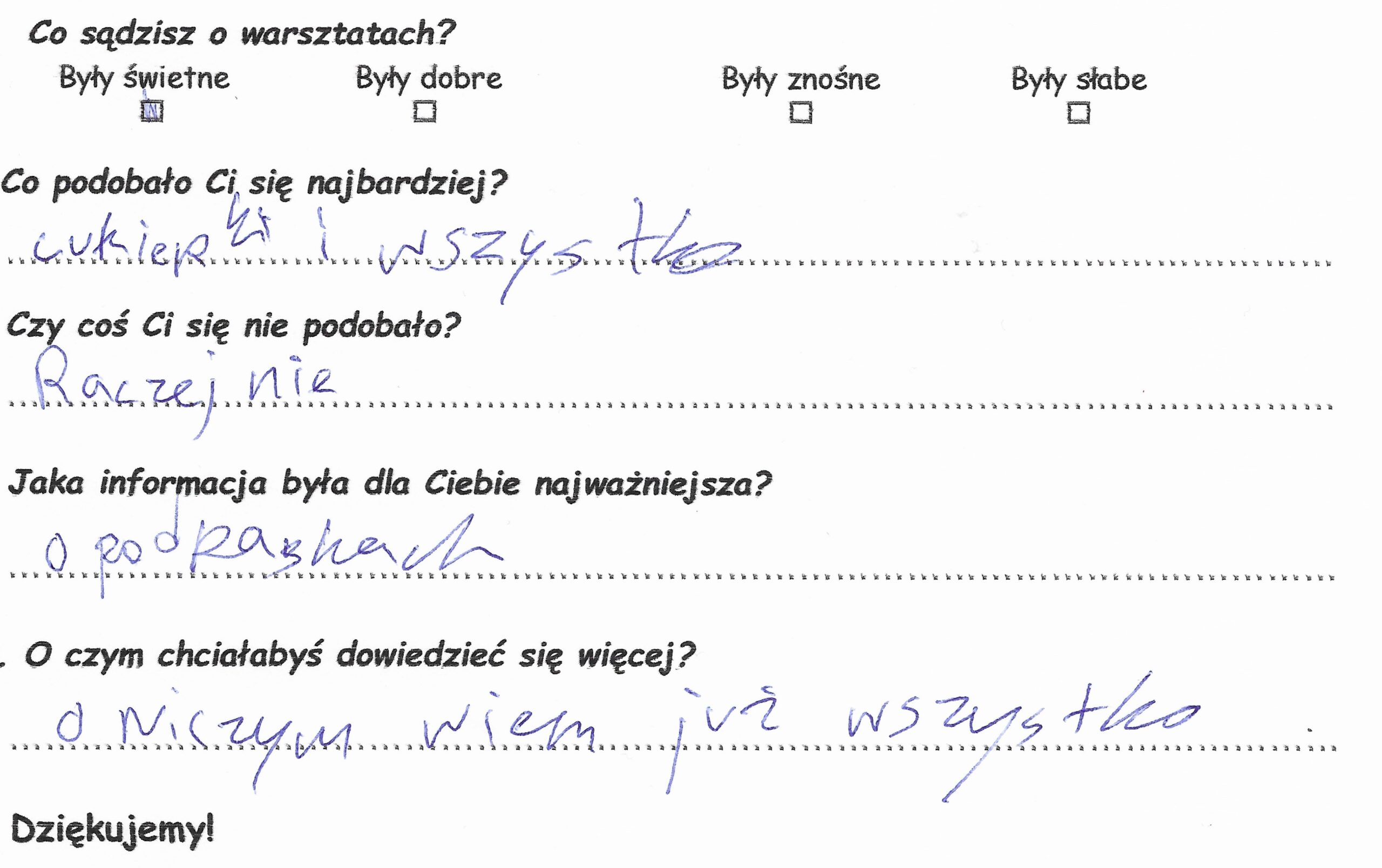 Opinie o warsztatach dla dzieci w wieku 10-12 lat