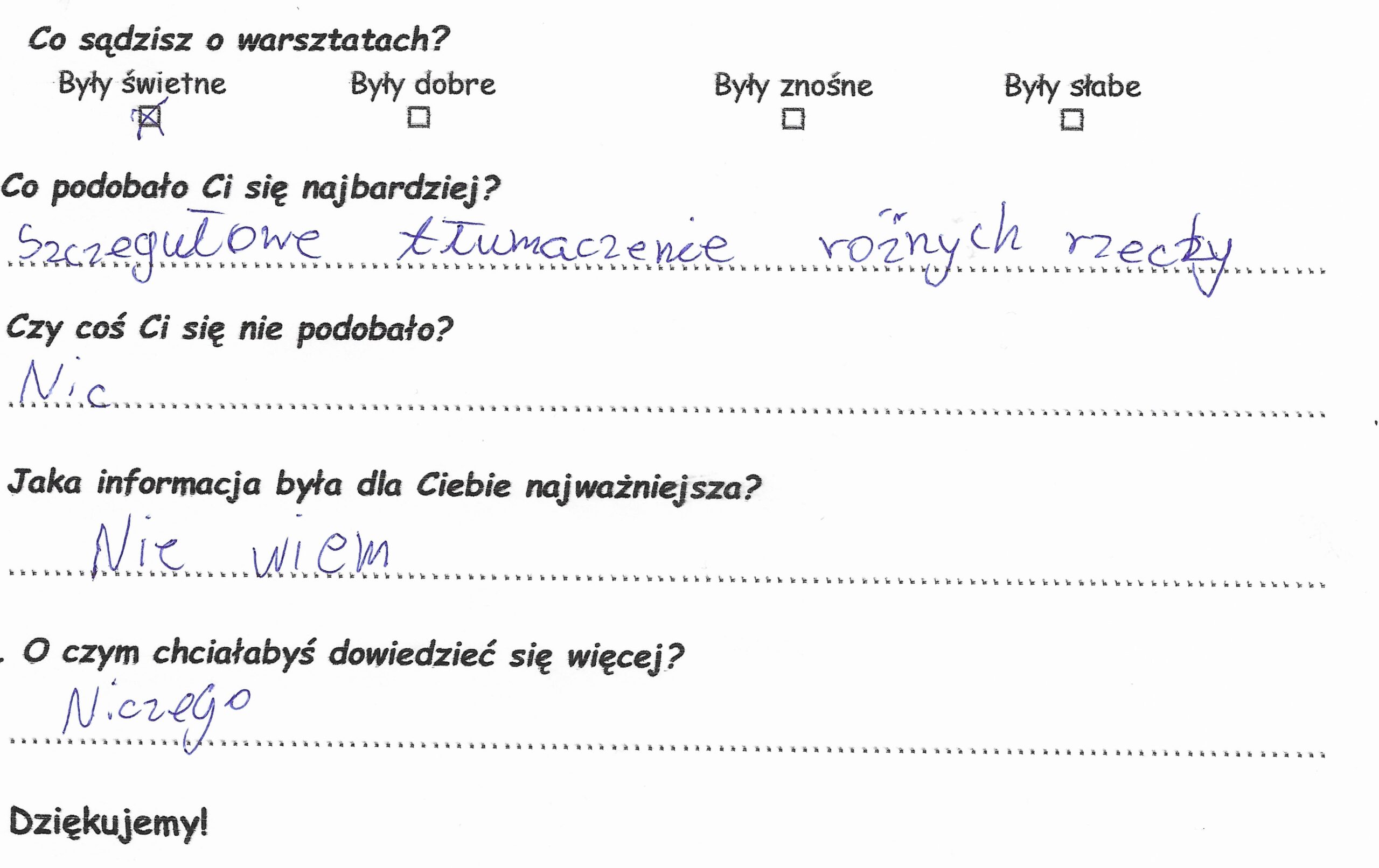 Opinie o warsztatach dla dzieci w wieku 10-12 lat